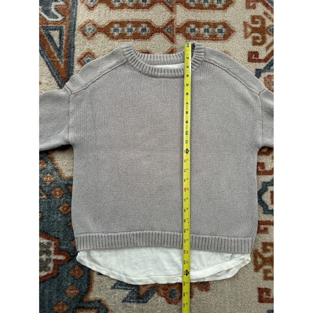 Brochure Walker Corbin Grey Knit Sweater Layered Linen Cotton XS - Picture 8 of 10